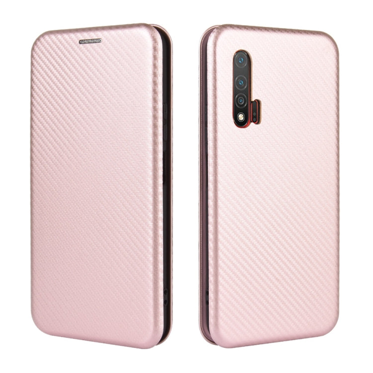 Struttura in fibra di carbonio Flip orizzontale magnetico Custodia in pelle TPU + PC + PU con slot per schede, For Huawei nova 6 5G, For Huawei nova 7 Pro 5G, For Huawei nova 7 5G, For Huawei P Smart Z / Y9 Prime (2019)