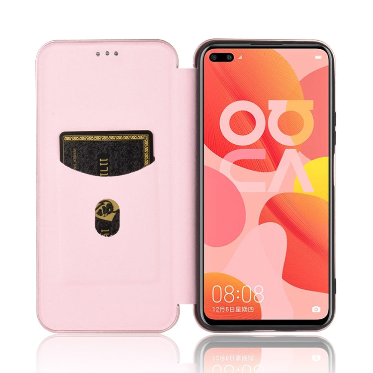 Struttura in fibra di carbonio Flip orizzontale magnetico Custodia in pelle TPU + PC + PU con slot per schede, For Huawei nova 6 5G, For Huawei nova 7 Pro 5G, For Huawei nova 7 5G, For Huawei P Smart Z / Y9 Prime (2019)