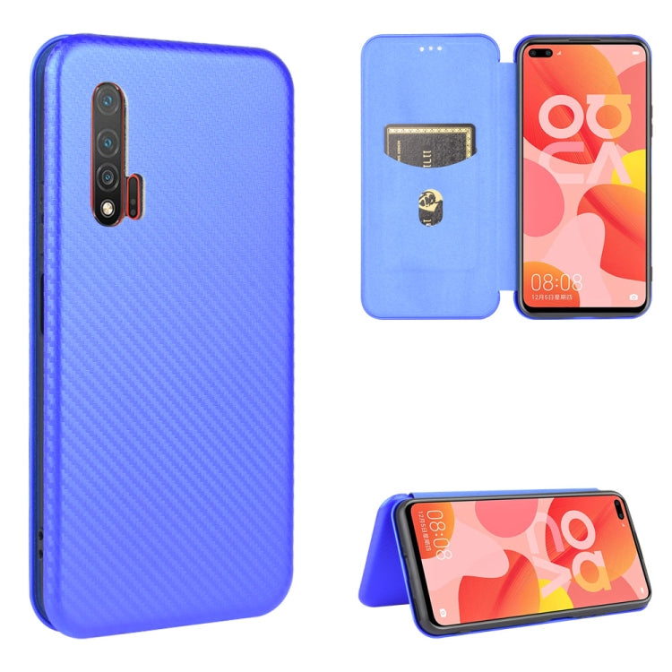 Struttura in fibra di carbonio Flip orizzontale magnetico Custodia in pelle TPU + PC + PU con slot per schede, For Huawei nova 6 5G, For Huawei nova 7 Pro 5G, For Huawei nova 7 5G, For Huawei P Smart Z / Y9 Prime (2019)