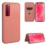Struttura in fibra di carbonio Flip orizzontale magnetico Custodia in pelle TPU + PC + PU con slot per schede, For Huawei nova 6 5G, For Huawei nova 7 Pro 5G, For Huawei nova 7 5G, For Huawei P Smart Z / Y9 Prime (2019)