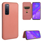 Struttura in fibra di carbonio Flip orizzontale magnetico Custodia in pelle TPU + PC + PU con slot per schede, For Huawei nova 6 5G, For Huawei nova 7 Pro 5G, For Huawei nova 7 5G, For Huawei P Smart Z / Y9 Prime (2019)