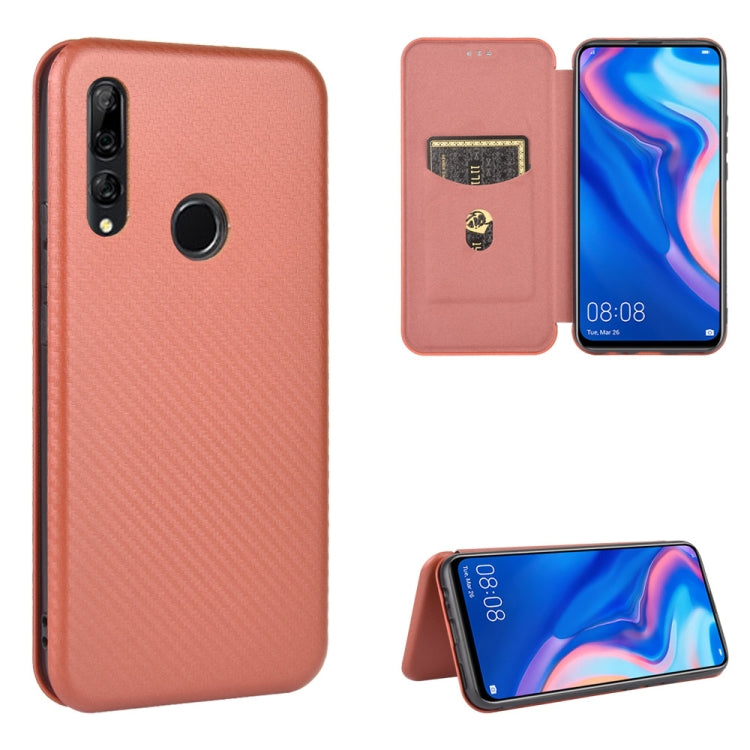 Struttura in fibra di carbonio Flip orizzontale magnetico Custodia in pelle TPU + PC + PU con slot per schede, For Huawei nova 6 5G, For Huawei nova 7 Pro 5G, For Huawei nova 7 5G, For Huawei P Smart Z / Y9 Prime (2019)