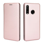 Struttura in fibra di carbonio Flip orizzontale magnetico Custodia in pelle TPU + PC + PU con slot per schede, For Huawei P30 Lite / nova 4e, For Huawei P30 Pro, For Huawei P40 Pro+, For Huawei P40 Pro