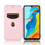 Struttura in fibra di carbonio Flip orizzontale magnetico Custodia in pelle TPU + PC + PU con slot per schede, For Huawei P30 Lite / nova 4e, For Huawei P30 Pro, For Huawei P40 Pro+, For Huawei P40 Pro