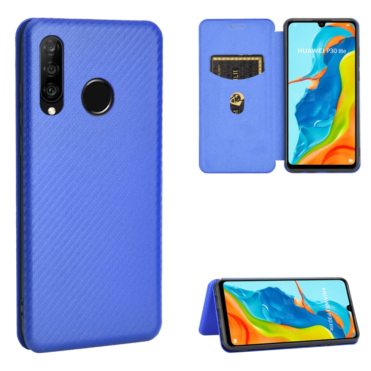 Struttura in fibra di carbonio Flip orizzontale magnetico Custodia in pelle TPU + PC + PU con slot per schede, For Huawei P30 Lite / nova 4e, For Huawei P30 Pro, For Huawei P40 Pro+, For Huawei P40 Pro