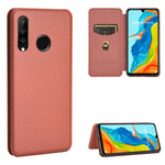 Struttura in fibra di carbonio Flip orizzontale magnetico Custodia in pelle TPU + PC + PU con slot per schede, For Huawei P30 Lite / nova 4e, For Huawei P30 Pro, For Huawei P40 Pro+, For Huawei P40 Pro