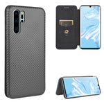 Struttura in fibra di carbonio Flip orizzontale magnetico Custodia in pelle TPU + PC + PU con slot per schede, For Huawei P30 Lite / nova 4e, For Huawei P30 Pro, For Huawei P40 Pro+, For Huawei P40 Pro
