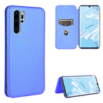 Struttura in fibra di carbonio Flip orizzontale magnetico Custodia in pelle TPU + PC + PU con slot per schede, For Huawei P30 Lite / nova 4e, For Huawei P30 Pro, For Huawei P40 Pro+, For Huawei P40 Pro