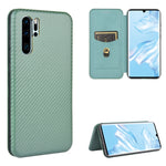 Struttura in fibra di carbonio Flip orizzontale magnetico Custodia in pelle TPU + PC + PU con slot per schede, For Huawei P30 Lite / nova 4e, For Huawei P30 Pro, For Huawei P40 Pro+, For Huawei P40 Pro