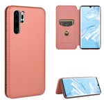 Struttura in fibra di carbonio Flip orizzontale magnetico Custodia in pelle TPU + PC + PU con slot per schede, For Huawei P30 Lite / nova 4e, For Huawei P30 Pro, For Huawei P40 Pro+, For Huawei P40 Pro