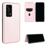 Struttura in fibra di carbonio Flip orizzontale magnetico Custodia in pelle TPU + PC + PU con slot per schede, For Huawei P30 Lite / nova 4e, For Huawei P30 Pro, For Huawei P40 Pro+, For Huawei P40 Pro