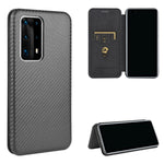 Struttura in fibra di carbonio Flip orizzontale magnetico Custodia in pelle TPU + PC + PU con slot per schede, For Huawei P30 Lite / nova 4e, For Huawei P30 Pro, For Huawei P40 Pro+, For Huawei P40 Pro