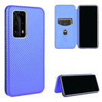 Struttura in fibra di carbonio Flip orizzontale magnetico Custodia in pelle TPU + PC + PU con slot per schede, For Huawei P30 Lite / nova 4e, For Huawei P30 Pro, For Huawei P40 Pro+, For Huawei P40 Pro