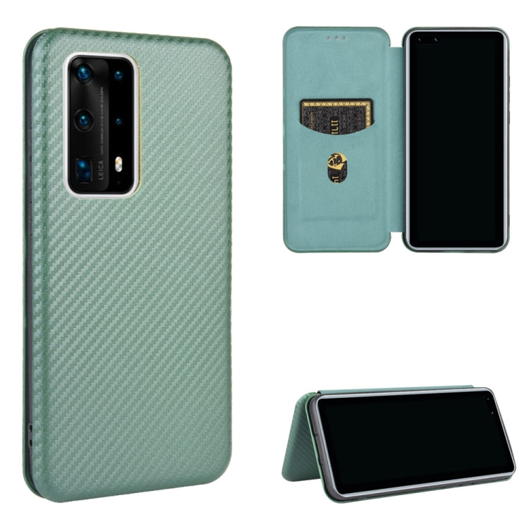 Struttura in fibra di carbonio Flip orizzontale magnetico Custodia in pelle TPU + PC + PU con slot per schede, For Huawei P30 Lite / nova 4e, For Huawei P30 Pro, For Huawei P40 Pro+, For Huawei P40 Pro