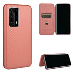 Struttura in fibra di carbonio Flip orizzontale magnetico Custodia in pelle TPU + PC + PU con slot per schede, For Huawei P30 Lite / nova 4e, For Huawei P30 Pro, For Huawei P40 Pro+, For Huawei P40 Pro