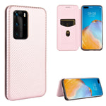Struttura in fibra di carbonio Flip orizzontale magnetico Custodia in pelle TPU + PC + PU con slot per schede, For Huawei P30 Lite / nova 4e, For Huawei P30 Pro, For Huawei P40 Pro+, For Huawei P40 Pro