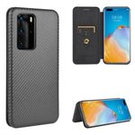 Struttura in fibra di carbonio Flip orizzontale magnetico Custodia in pelle TPU + PC + PU con slot per schede, For Huawei P30 Lite / nova 4e, For Huawei P30 Pro, For Huawei P40 Pro+, For Huawei P40 Pro