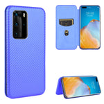 Struttura in fibra di carbonio Flip orizzontale magnetico Custodia in pelle TPU + PC + PU con slot per schede, For Huawei P30 Lite / nova 4e, For Huawei P30 Pro, For Huawei P40 Pro+, For Huawei P40 Pro