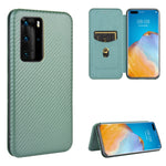 Struttura in fibra di carbonio Flip orizzontale magnetico Custodia in pelle TPU + PC + PU con slot per schede, For Huawei P30 Lite / nova 4e, For Huawei P30 Pro, For Huawei P40 Pro+, For Huawei P40 Pro
