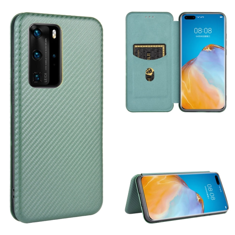 Struttura in fibra di carbonio Flip orizzontale magnetico Custodia in pelle TPU + PC + PU con slot per schede, For Huawei P30 Lite / nova 4e, For Huawei P30 Pro, For Huawei P40 Pro+, For Huawei P40 Pro