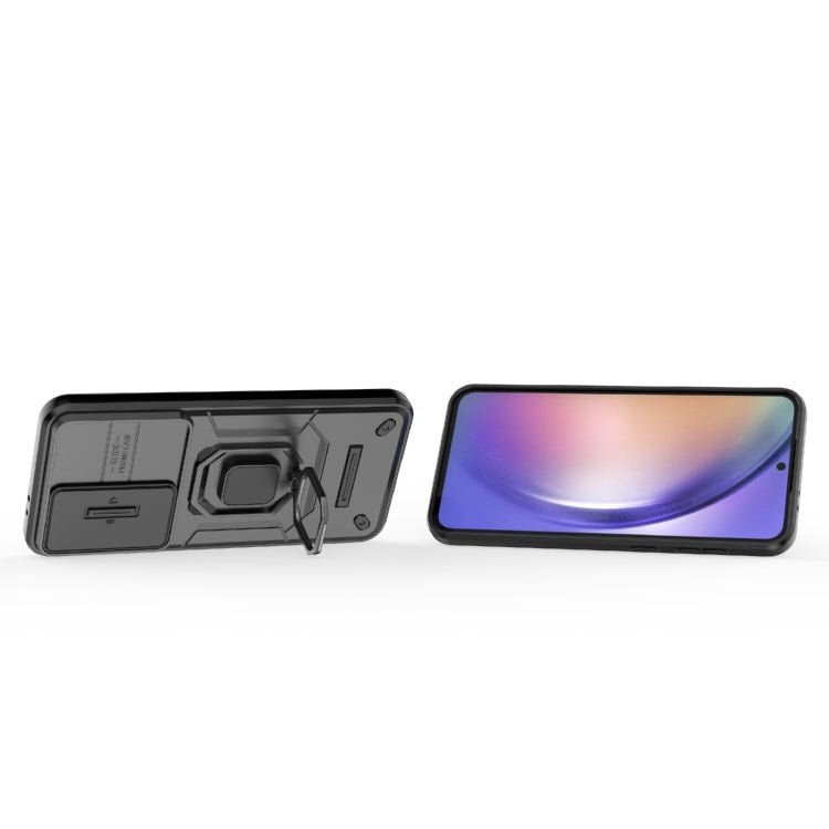 Custodia antiurto per telefono scorrevole Camshield TPU + PC con supporto, For Samsung Galaxy A36 5G