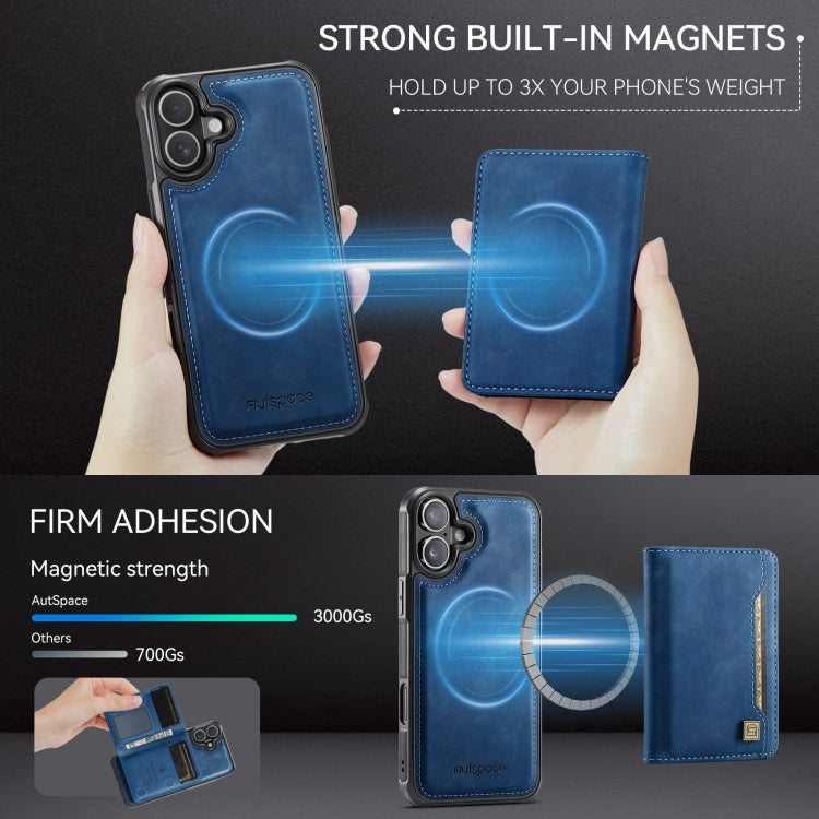 AutSpace A13 MagSafe Magnetic RFID Flip Card Bag Custodia per telefono, For iPhone 16 Plus, For iPhone 16, For iPhone 15 Pro Max, For iPhone 15 Pro