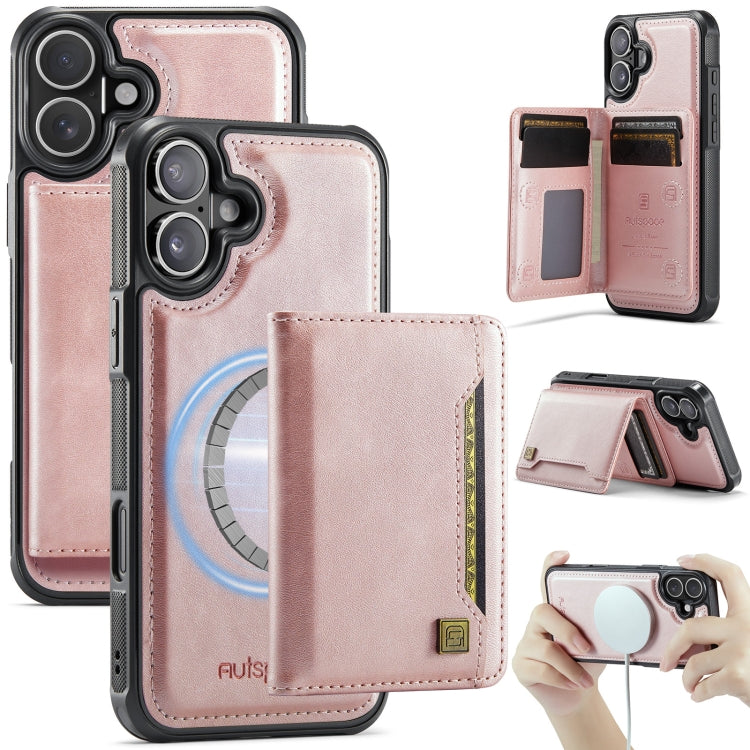 AutSpace A13 MagSafe Magnetic RFID Flip Card Bag Custodia per telefono, For iPhone 16 Plus, For iPhone 16, For iPhone 15 Pro Max, For iPhone 15 Pro