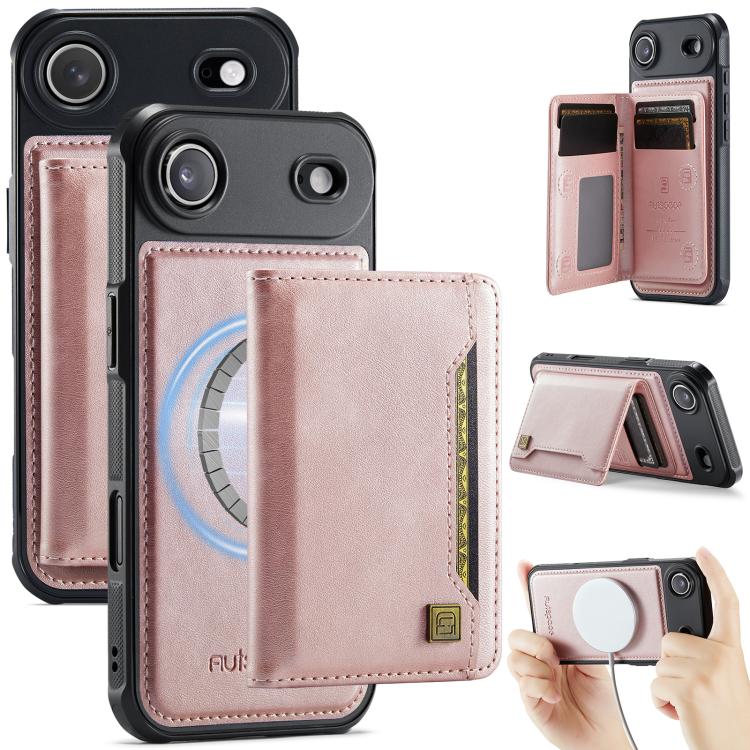 AutSpace A13 MagSafe Magnetic RFID Flip Card Bag Custodia per telefono, For iPhone 17 Pro Max, For iPhone 17 Pro, For iPhone 17, For iPhone Air