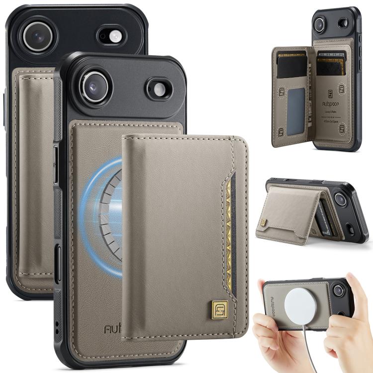 AutSpace A13 MagSafe Magnetic RFID Flip Card Bag Custodia per telefono, For iPhone 17 Pro Max, For iPhone 17 Pro, For iPhone 17, For iPhone Air