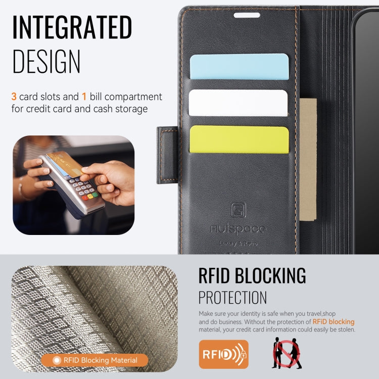 Custodia in pelle magnetica RFID MagSafe con fibbia laterale AutSpace A11 per telefono, For Samsung Galaxy A32 5G