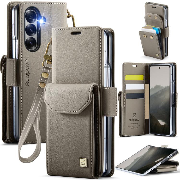 AutSpace A23 Organ Card Bag Custodia magnetica RFID PU per telefono, For Galaxy Z Fold8 5G, For Galaxy Z Fold8 Ultra 5G, For Samsung Galaxy Z Fold7 5G, For Samsung Galaxy Z Fold6 5G, For Samsung Galaxy Z Fold5 5G