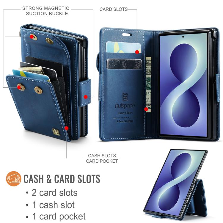 AutSpace A23 Organ Card Bag Custodia magnetica RFID PU per telefono, For Galaxy Z Fold8 5G, For Galaxy Z Fold8 Ultra 5G, For Samsung Galaxy Z Fold7 5G, For Samsung Galaxy Z Fold6 5G, For Samsung Galaxy Z Fold5 5G