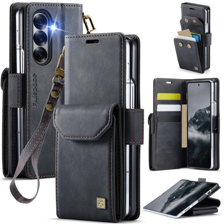 AutSpace A23 Organ Card Bag Custodia magnetica RFID PU per telefono, For Galaxy Z Fold8 5G, For Galaxy Z Fold8 Ultra 5G, For Samsung Galaxy Z Fold7 5G, For Samsung Galaxy Z Fold6 5G, For Samsung Galaxy Z Fold5 5G