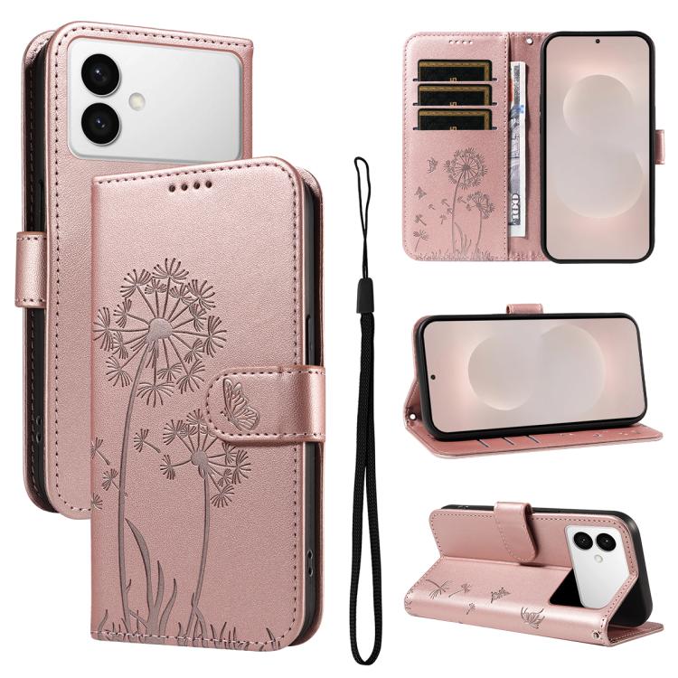 Custodia per telefono in pelle con motivo in rilievo di tarassaco, For Samsung Galaxy S26+ 5G, For Samsung Galaxy S26 Edge 5G, For Samsung Galaxy S26 Ultra 5G, For Samsung Galaxy S26 5G