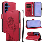 Custodia per telefono in pelle con motivo in rilievo di tarassaco, For Samsung Galaxy S26+ 5G, For Samsung Galaxy S26 Edge 5G, For Samsung Galaxy S26 Ultra 5G, For Samsung Galaxy S26 5G