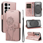 Custodia per telefono in pelle con motivo in rilievo di tarassaco, For Samsung Galaxy S26+ 5G, For Samsung Galaxy S26 Edge 5G, For Samsung Galaxy S26 Ultra 5G, For Samsung Galaxy S26 5G
