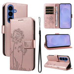 Custodia per telefono in pelle con motivo in rilievo di tarassaco, For Samsung Galaxy S26+ 5G, For Samsung Galaxy S26 Edge 5G, For Samsung Galaxy S26 Ultra 5G, For Samsung Galaxy S26 5G