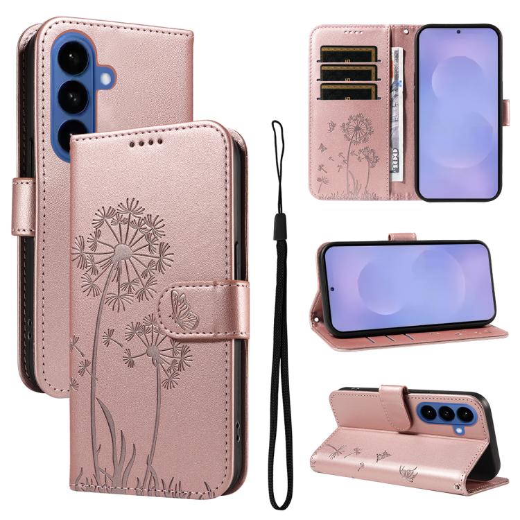 Custodia per telefono in pelle con motivo in rilievo di tarassaco, For Samsung Galaxy S26+ 5G, For Samsung Galaxy S26 Edge 5G, For Samsung Galaxy S26 Ultra 5G, For Samsung Galaxy S26 5G
