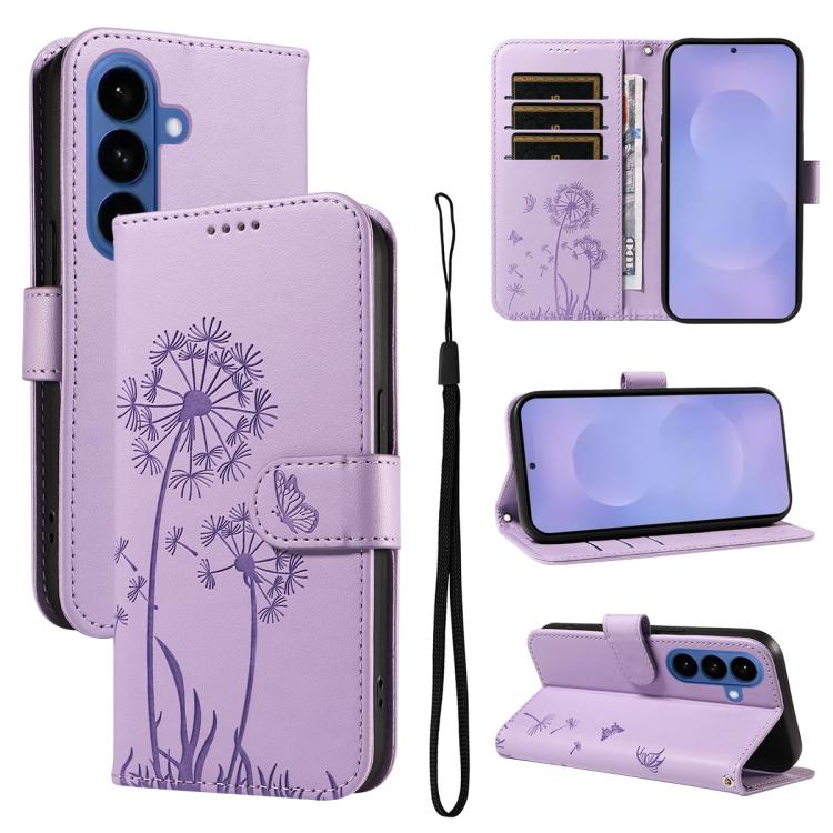 Custodia per telefono in pelle con motivo in rilievo di tarassaco, For Samsung Galaxy S26+ 5G, For Samsung Galaxy S26 Edge 5G, For Samsung Galaxy S26 Ultra 5G, For Samsung Galaxy S26 5G