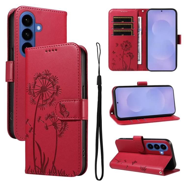 Custodia per telefono in pelle con motivo in rilievo di tarassaco, For Samsung Galaxy S26+ 5G, For Samsung Galaxy S26 Edge 5G, For Samsung Galaxy S26 Ultra 5G, For Samsung Galaxy S26 5G