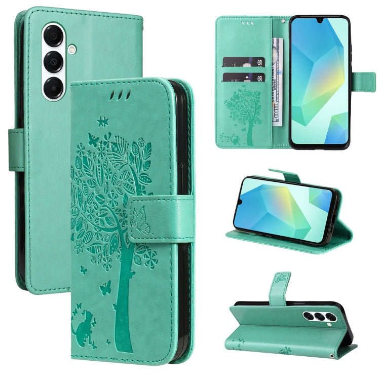 Custodia per telefono in pelle con motivo in rilievo albero e gatto, For Samsung Galaxy A56 5G, For Samsung Galaxy A26 5G Global
