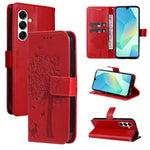 Custodia per telefono in pelle con motivo in rilievo albero e gatto, For Samsung Galaxy A56 5G, For Samsung Galaxy A26 5G Global