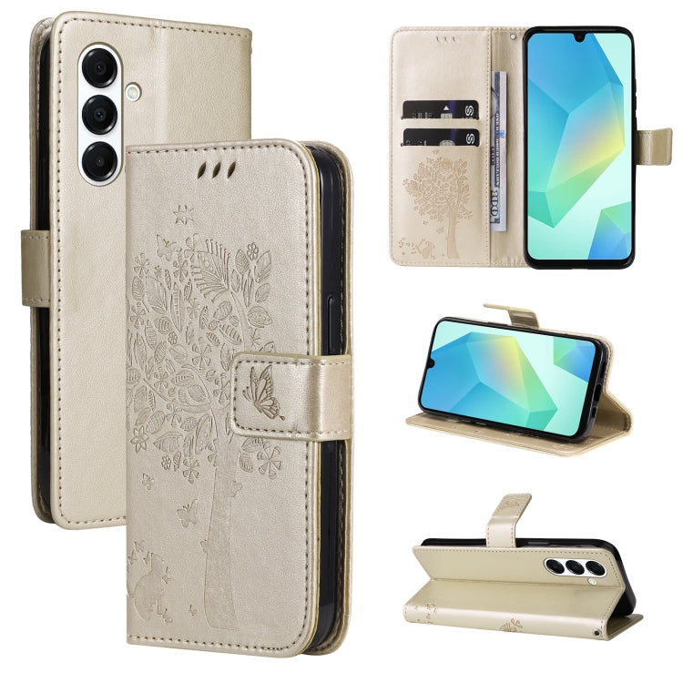 Custodia per telefono in pelle con motivo in rilievo albero e gatto, For Samsung Galaxy A56 5G, For Samsung Galaxy A26 5G Global