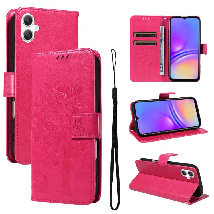 Custodia per telefono in pelle con motivo in rilievo albero e gatto, For Samsung Galaxy A36 5G / M56 5G, For Samsung Galaxy A06 5G / 4G