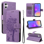 Custodia per telefono in pelle con motivo in rilievo albero e gatto, For Galaxy A27 5G, For Samsung Galaxy A07 5G