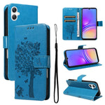 Custodia per telefono in pelle con motivo in rilievo albero e gatto, For Galaxy A27 5G, For Samsung Galaxy A07 5G
