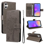 Custodia per telefono in pelle con motivo in rilievo albero e gatto, For Galaxy A27 5G, For Samsung Galaxy A07 5G