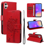 Custodia per telefono in pelle con motivo in rilievo albero e gatto, For Galaxy A27 5G, For Samsung Galaxy A07 5G