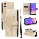 Custodia per telefono in pelle con motivo in rilievo albero e gatto, For Galaxy A27 5G, For Samsung Galaxy A07 5G