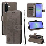 Custodia per telefono in pelle con motivo in rilievo albero e gatto, For Samsung Galaxy A57 5G, For Samsung Galaxy A37 5G